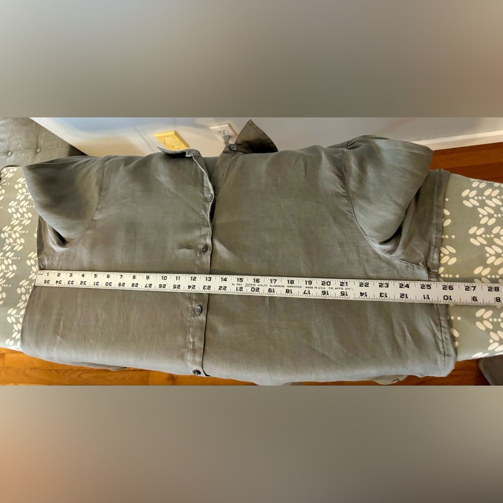 J Jill Love Linen Womens Size XL Shirt Button Front Long Sleeve Gray - Picture 11 of 12